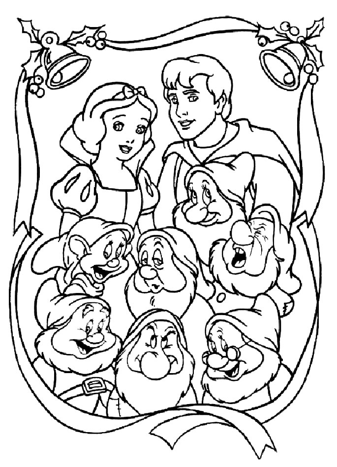 coloriage blanche neige portrait de famille